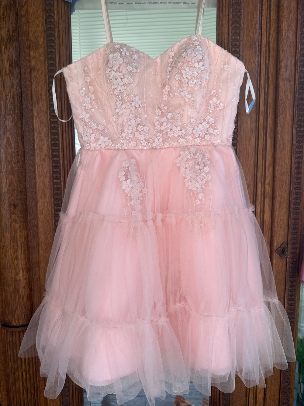 Homecoming Tulle Floral Appliqué Formal Party Mini Dress